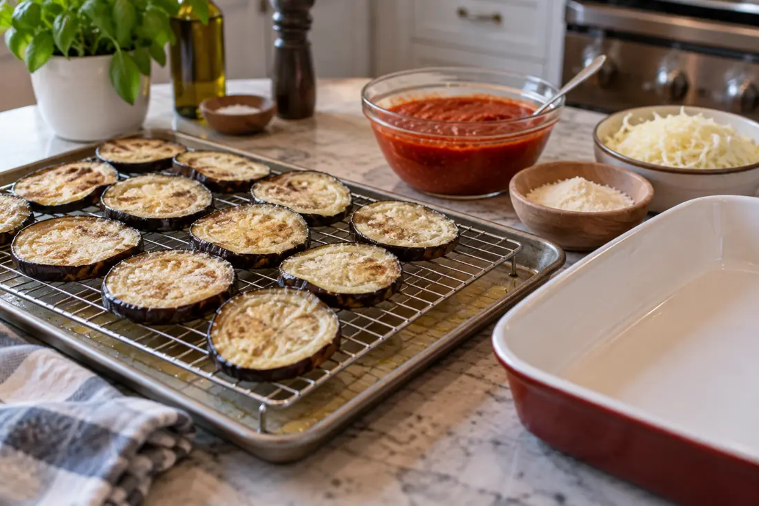 Specify slices for foodservice eggplant parmesan visual explanation